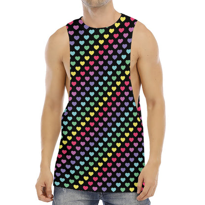Rainbow Heart Pattern Print Men's Muscle Tank Top