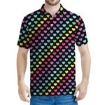 Rainbow Heart Pattern Print Men's Polo Shirt