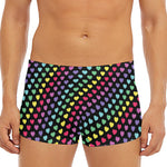 Rainbow Heart Pattern Print Men's Short Boxer Briefs