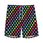 Rainbow Heart Pattern Print Men's Sports Shorts