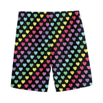 Rainbow Heart Pattern Print Men's Sports Shorts