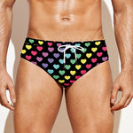 Rainbow Heart Pattern Print Men's Swim Briefs