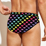 Rainbow Heart Pattern Print Men's Swim Briefs