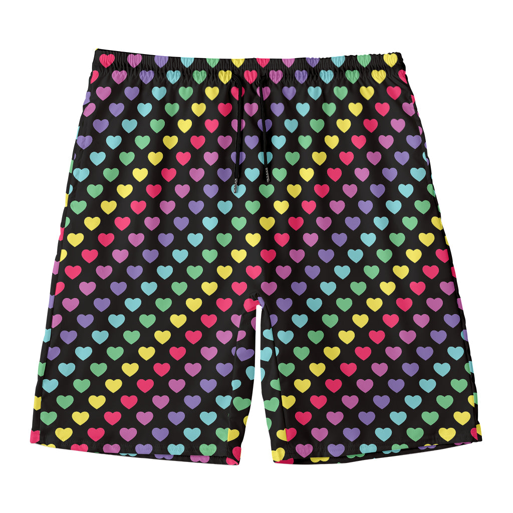 Rainbow Heart Pattern Print Men's Swim Trunks