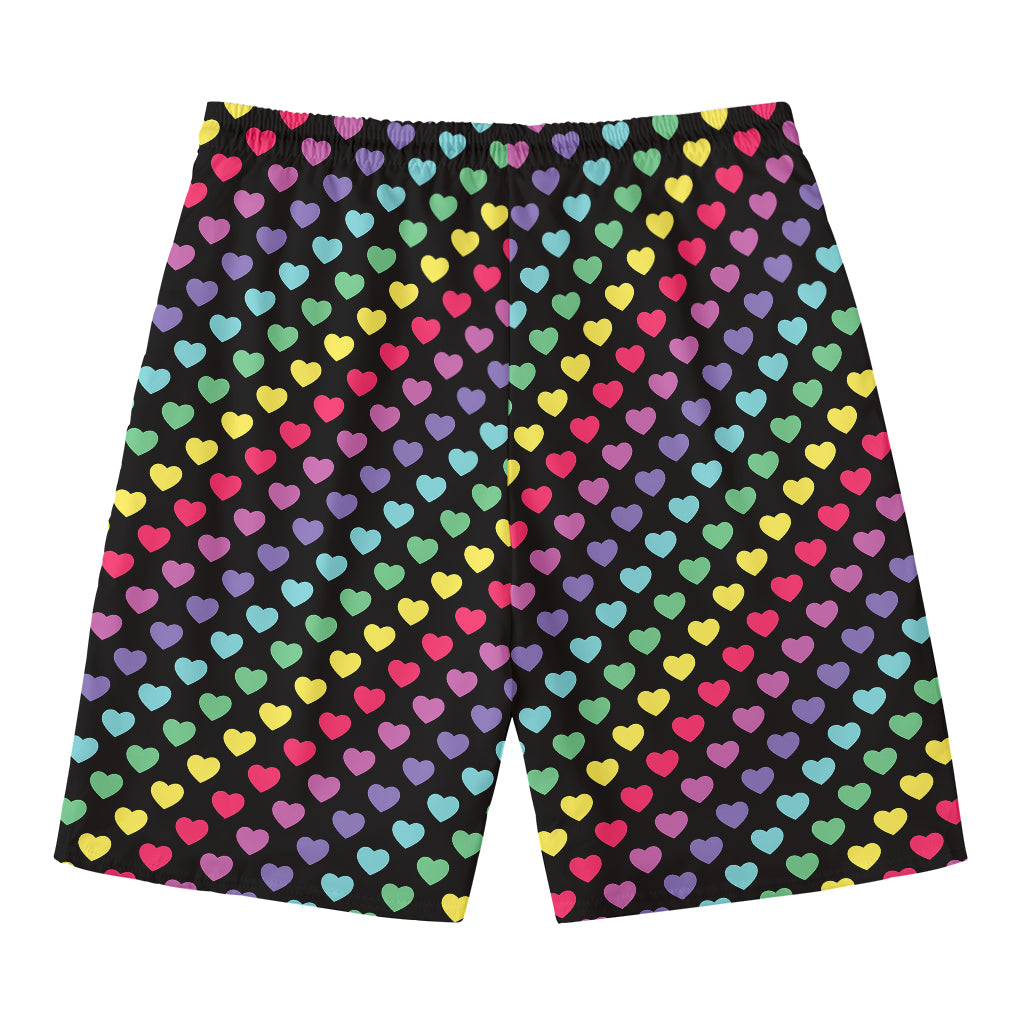 Rainbow Heart Pattern Print Men's Swim Trunks