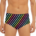 Rainbow Heart Pattern Print Men's Triangle Swim Briefs