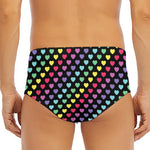 Rainbow Heart Pattern Print Men's Triangle Swim Briefs