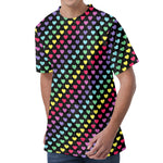 Rainbow Heart Pattern Print Men's Velvet T-Shirt