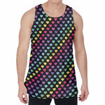 Rainbow Heart Pattern Print Men's Velvet Tank Top