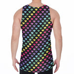 Rainbow Heart Pattern Print Men's Velvet Tank Top