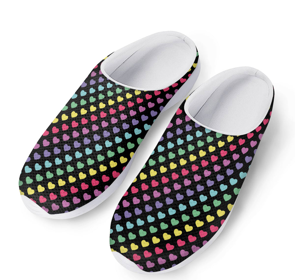 Rainbow Heart Pattern Print Mesh Casual Shoes