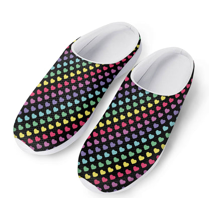 Rainbow Heart Pattern Print Mesh Casual Shoes