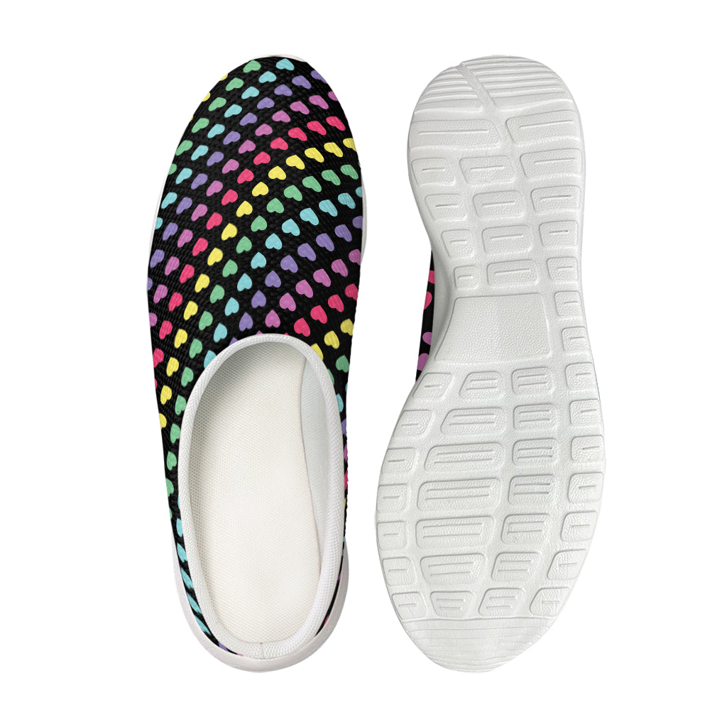 Rainbow Heart Pattern Print Mesh Casual Shoes