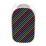 Rainbow Heart Pattern Print Mesh Laundry Hamper