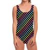 Rainbow Heart Pattern Print One Piece Swimsuit