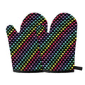 Rainbow Heart Pattern Print Oven Mitts
