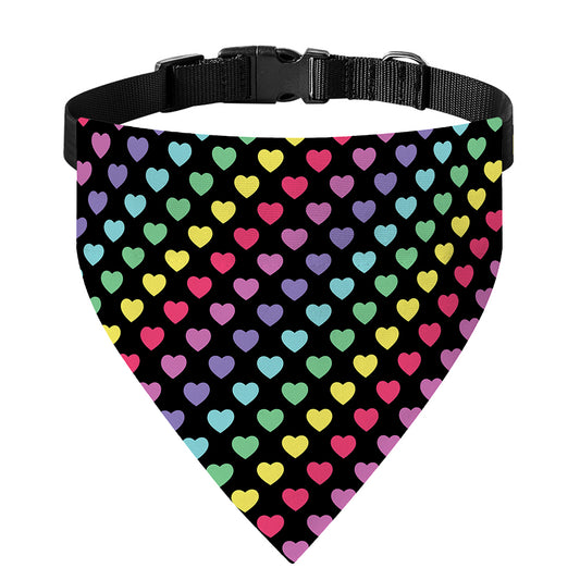 Rainbow Heart Pattern Print Over The Collar Dog Bandana