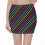 Rainbow Heart Pattern Print Pencil Mini Skirt