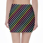 Rainbow Heart Pattern Print Pencil Mini Skirt
