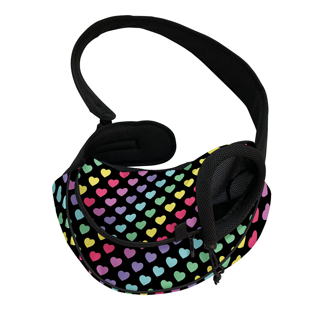 Rainbow Heart Pattern Print Pet Sling Carrier