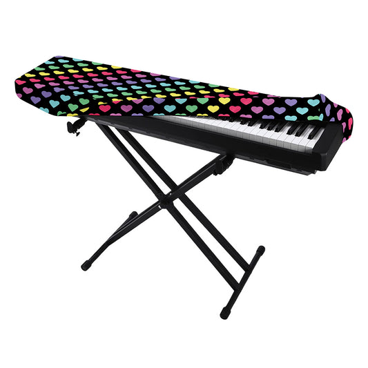 Rainbow Heart Pattern Print Piano Keyboard Cover