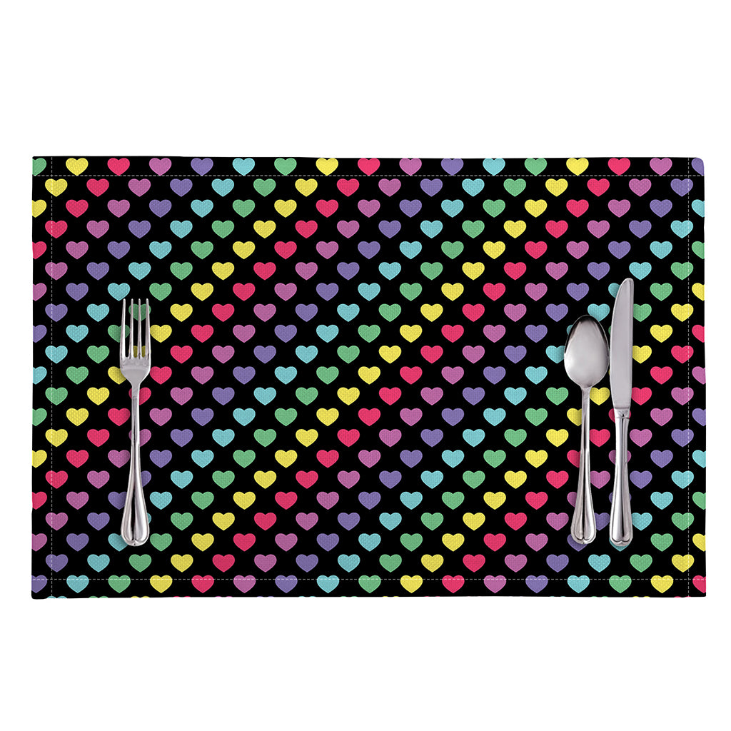 Rainbow Heart Pattern Print Placemat
