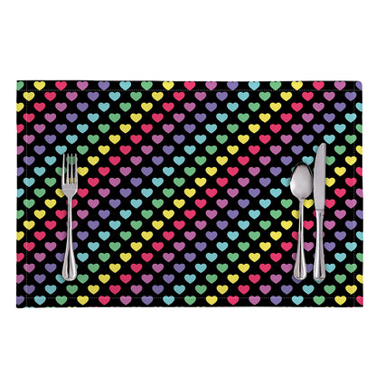 Rainbow Heart Pattern Print Placemat