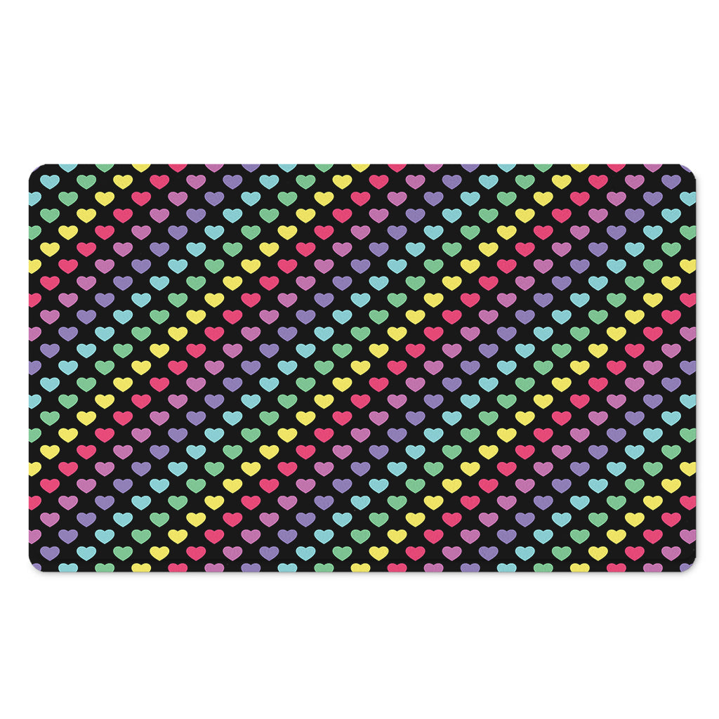 Rainbow Heart Pattern Print Polyester Doormat