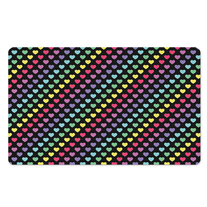 Rainbow Heart Pattern Print Polyester Doormat