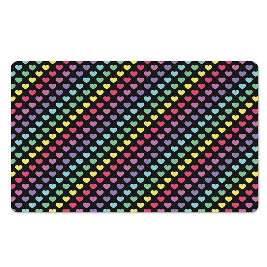 Rainbow Heart Pattern Print Polyester Doormat