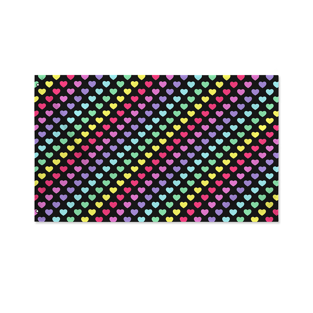 Rainbow Heart Pattern Print Polyester Flag