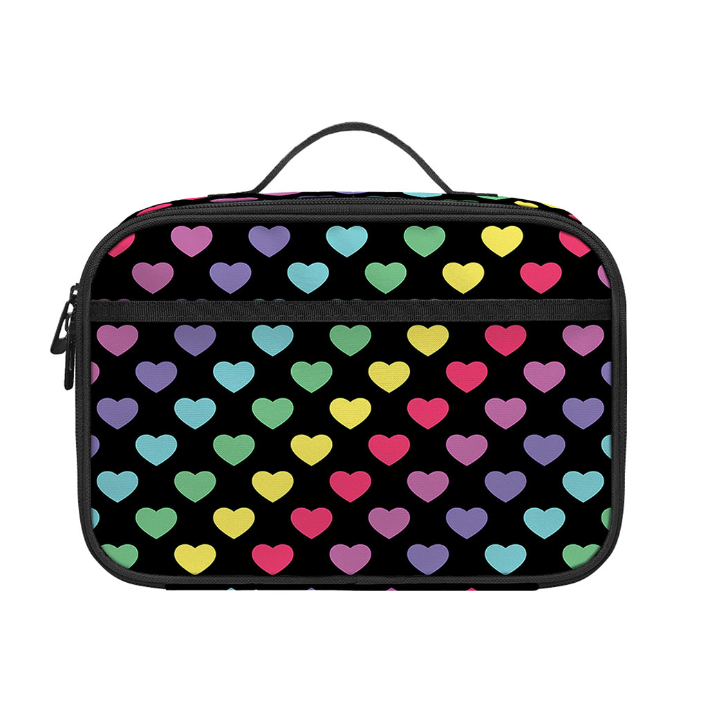 Rainbow Heart Pattern Print Portable Lunch Bag