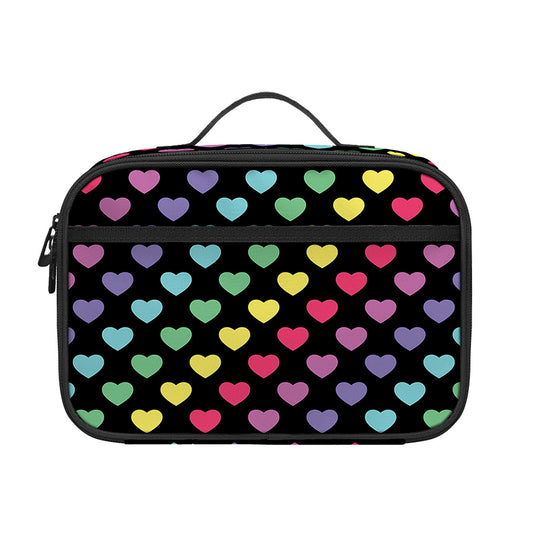 Rainbow Heart Pattern Print Portable Lunch Bag
