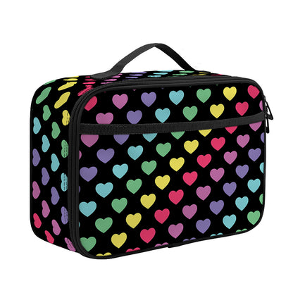 Rainbow Heart Pattern Print Portable Lunch Bag