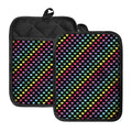 Rainbow Heart Pattern Print Pot Holders With Pocket