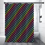 Rainbow Heart Pattern Print Premium Shower Curtain