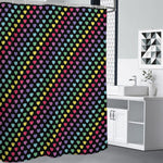 Rainbow Heart Pattern Print Premium Shower Curtain
