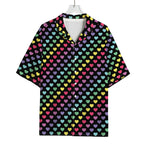 Rainbow Heart Pattern Print Rayon Hawaiian Shirt