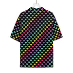 Rainbow Heart Pattern Print Rayon Hawaiian Shirt