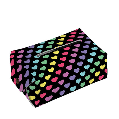 Rainbow Heart Pattern Print Rectangle Tissue Box Cover