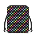 Rainbow Heart Pattern Print Rectangular Crossbody Bag