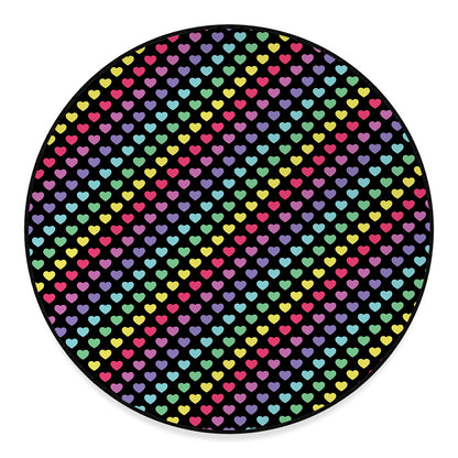 Rainbow Heart Pattern Print Round Floor Mat