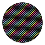 Rainbow Heart Pattern Print Round Floor Mat