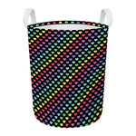 Rainbow Heart Pattern Print Round Laundry Basket