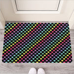 Rainbow Heart Pattern Print Rubber Doormat