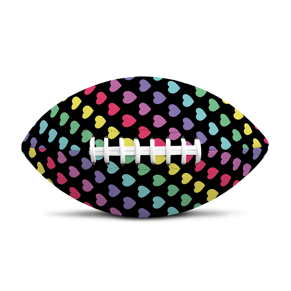Rainbow Heart Pattern Print Rugby Ball