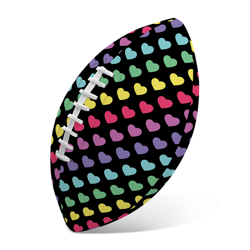 Rainbow Heart Pattern Print Rugby Ball
