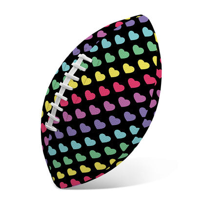 Rainbow Heart Pattern Print Rugby Ball