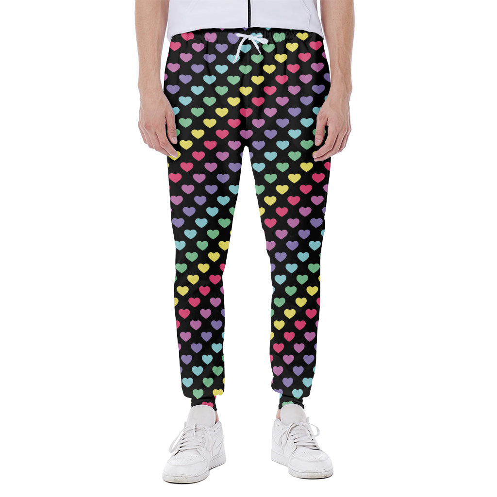Rainbow Heart Pattern Print Scuba Joggers