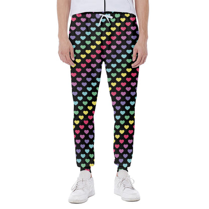 Rainbow Heart Pattern Print Scuba Joggers